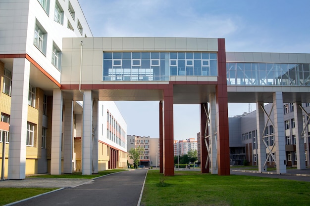 Modern buildings Glazed transition between buildings