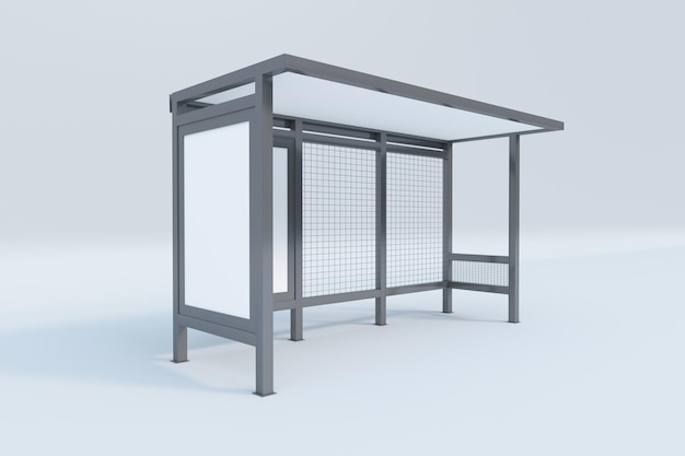 Modern Bus stop Mockup isolated on white background, 3D Rendering