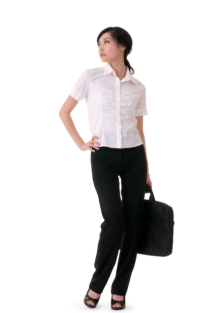 Modern business woman of Asian carry briefcase