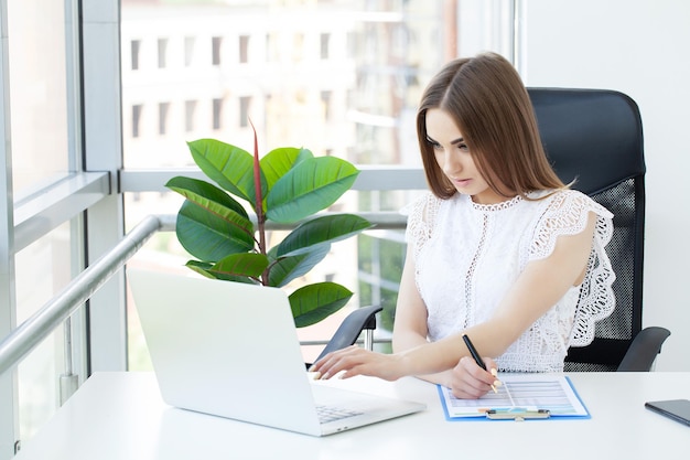 Modern business woman work in the office