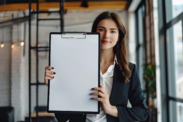 Modern businesswoman with clipboard