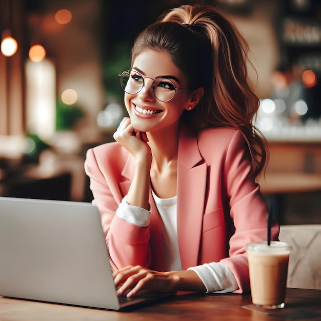 Modern Businesswoman at Work with Laptop