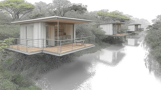 Modern Cabins Over Water