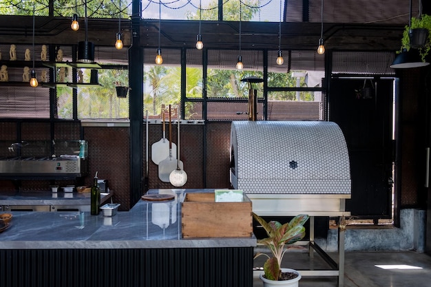 Modern cafe in loft style in indonesia