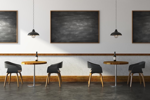 Modern cafe with chalkboard