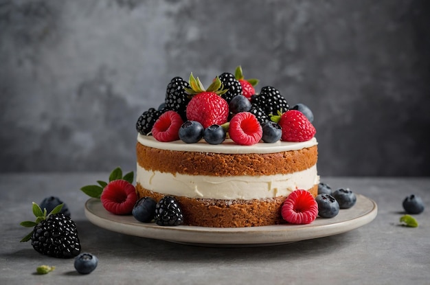 Photo modern cake with berries