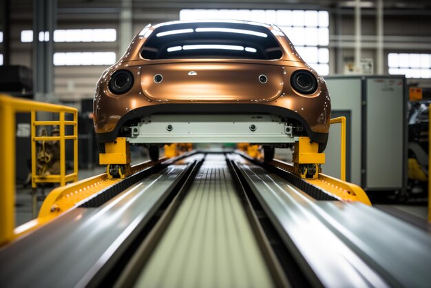 Modern car factory conveyor belt Automobile industry