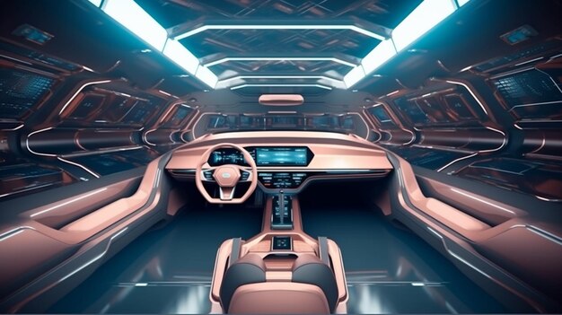 Photo modern car room without driver autopilot or driverless vehicle concept in interior design