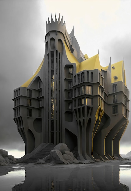 Modern castle illustration art generated by artificial intelligence