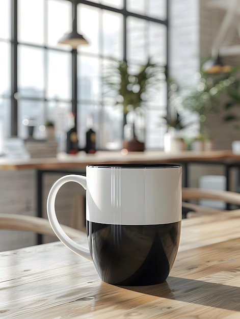 Modern Ceramic Mug on Wooden Table Generative Ai