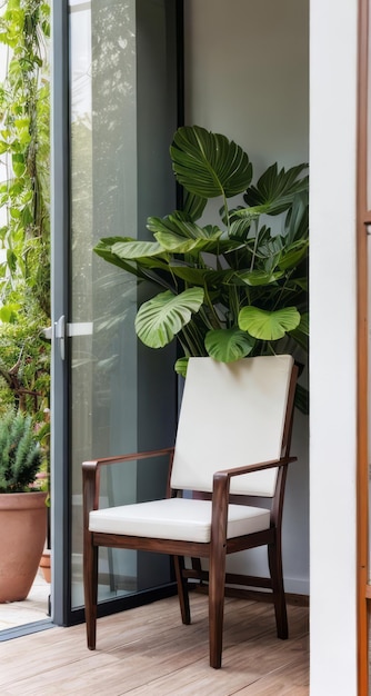 modern chair near window with plants modern interior design for relaxing