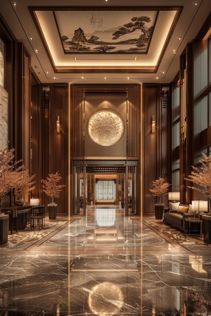 Modern Chinese Style Hotel Lobby