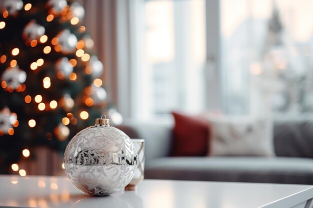 Modern Christmas interior adorned with elegant decorations infusing the space with festive charm