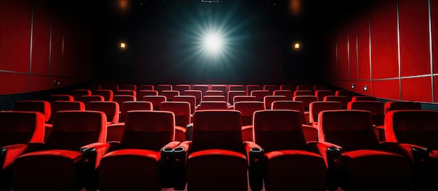 Modern cinema hall empty and red comfortable seats movie theater seats or chair