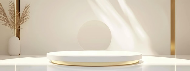 Modern Circular Podium with Warm Ambient Backlighting