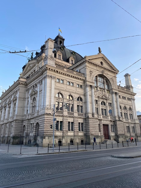 The modern city of Lviv in western Ukraine with ancient European architecture