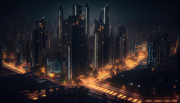 Modern city At night