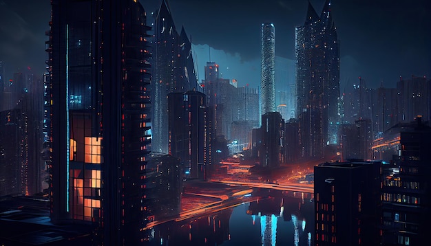 Modern city At night