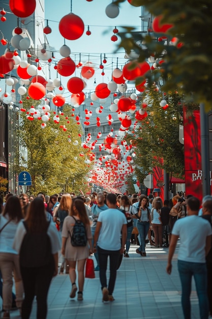 a modern city in Romania celebrating Martisor