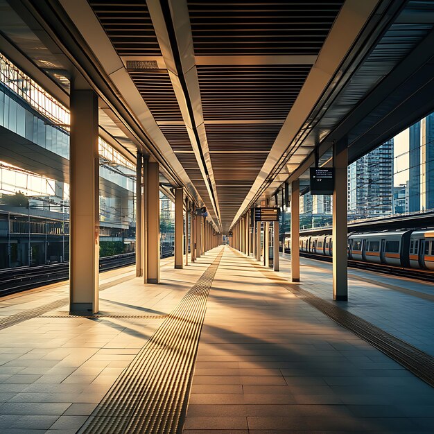 Modern City Train Platform Under Bright Daylight