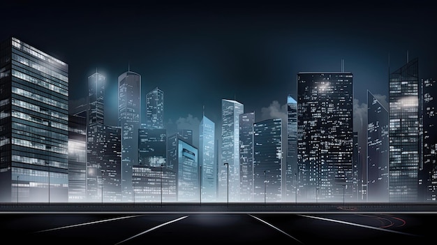 modern cityscape background with bold skyscrapers and glowing lights