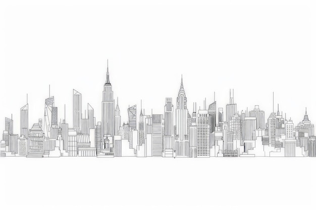 Photo modern cityscape continuous one line vector drawing metropolis architecture panoramic landscape new