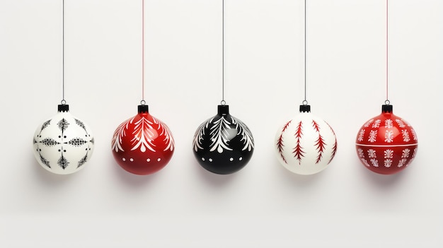 Modern and clean Christmas ornaments in a flat background