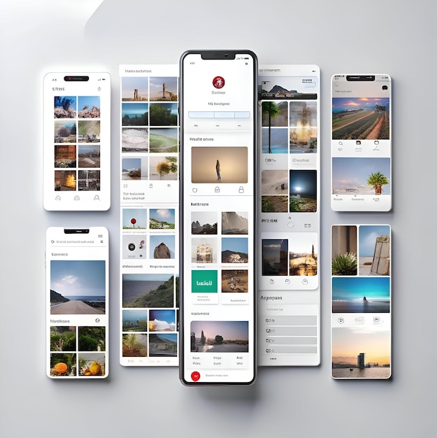 Photo a modern clean and minimalist design for a mobile app featuring a grid layout with photo previews and a user interface with a simple user friendly design