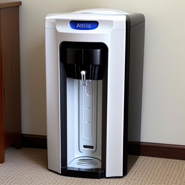 modern clean water cooler on light wooden table closeupmodern clean water cooler on light wood