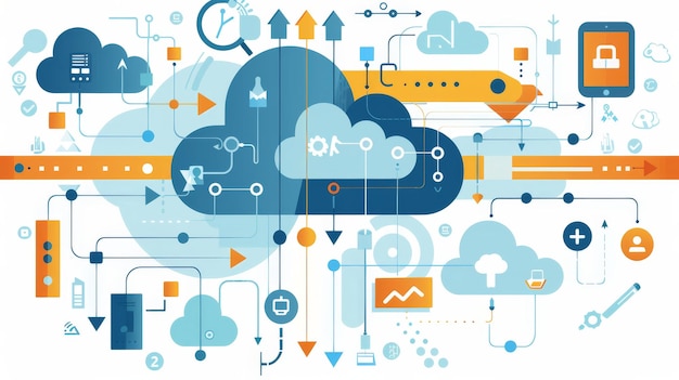 Modern Cloud Computing Illustration With Connected Devices And Data