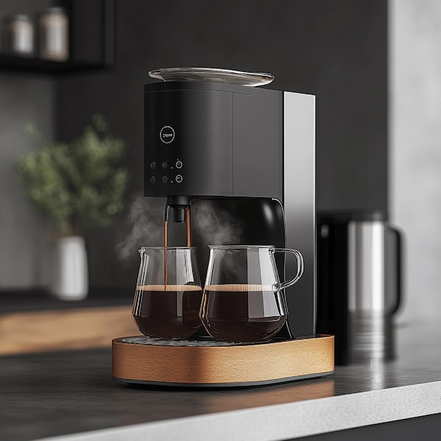 A modern coffee maker with a userfriendly interface and customizable brewing options