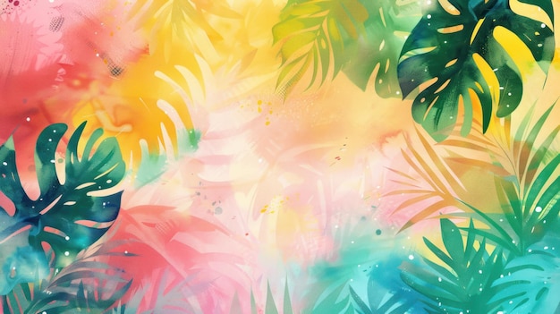 Modern colorful tropical floral pattern Cute botanical abstract contemporary pattern wallpaper