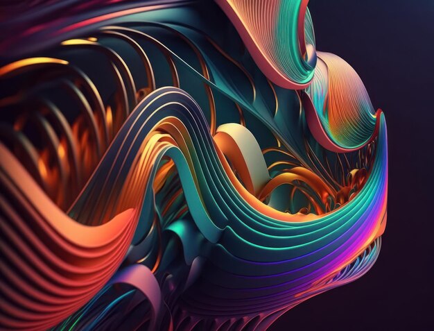 Modern colorful wave stripes pattern background created with Generative AI technology