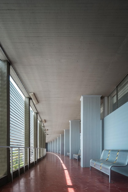 Modern concrete architecture cement building brutalist  stairs of an institution or school