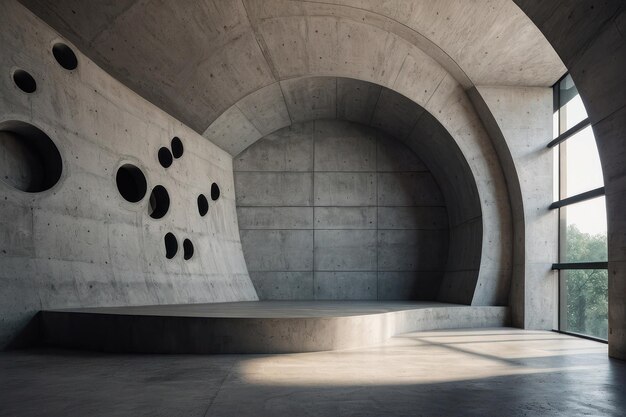 Modern Concrete Interior with City View