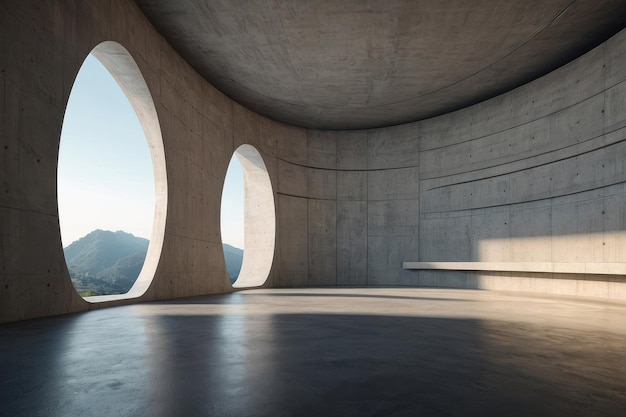 Modern Concrete Interior with City View