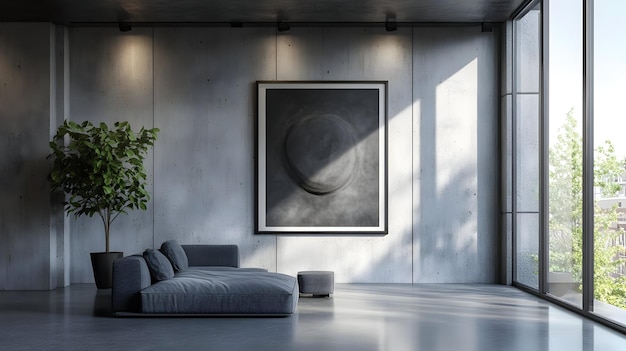 Photo modern concrete room 3d illustration