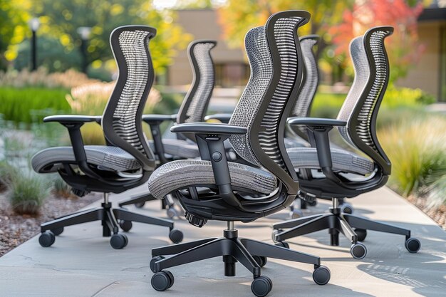 Photo a modern conference room with ergonomic chairs