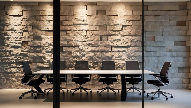 Photo modern conference room with stone wall