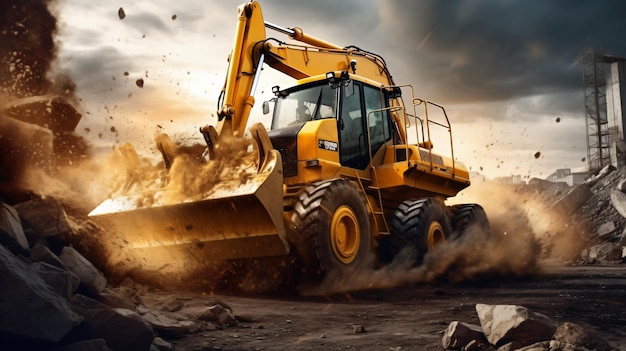 Modern construction machinery for earthworks available