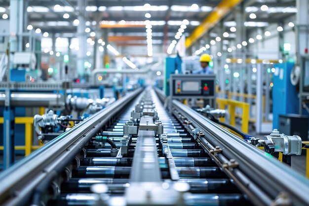 Modern conveyor belt in factory automation blur depth of fiel