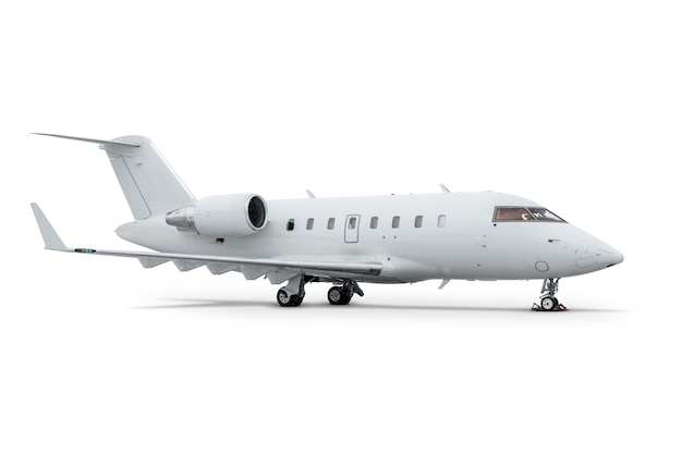 Modern corporate business jet isolated on white background