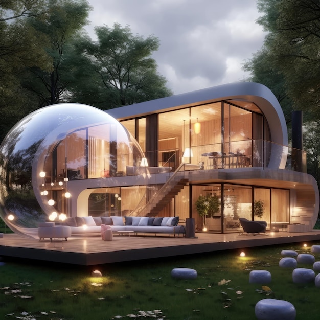 Modern country house in a bubble