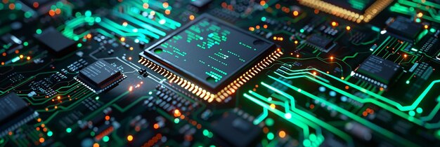 Modern CPU Microchip with RGB Fan View of Advanced GPU Chip