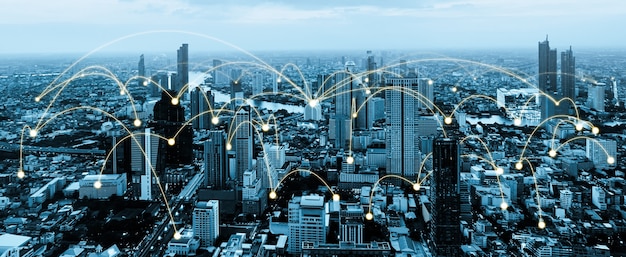 The modern creative communication and internet network connect in smart city