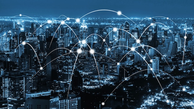 The modern creative communication and internet network connect in smart city