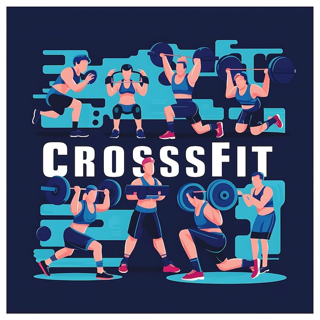 Photo modern crossfit workout highintensity exercises in vibrant illustration