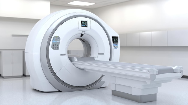 Photo modern ct scanner in a clean medical imaging room demonstrating advanced diagnostic technology for patient evaluation