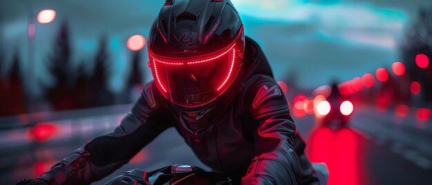 Photo modern cycling gloves with touchscreen compatibility paired with a helmet featuring digital overlays cyberpunk digital metallic hightech integration