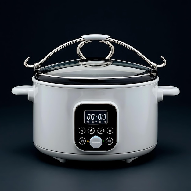 Modern cylindrical slow cooker with a sleek minimalist design